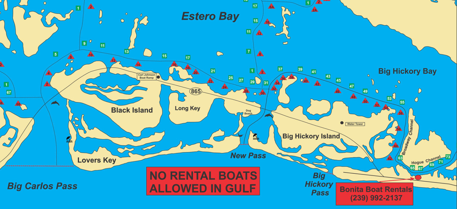 Map of Estero Bay | Bonita Boat Rentals